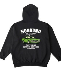 NOBOUND(ノーバウンド) プルパーカー メンズ スウェット ビッグシルエット クラシックカー 車 イラスト ロゴ バックプリント プルオーバーパーカー フーディー スエット トップス レディース ユニセックス