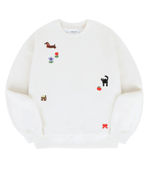 PAINT FRIENDS 刺繍スウェットTシャツ AMM1411 (アイボリー)