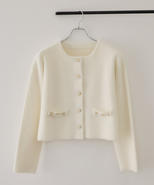 VIS(ビス)の「接結ミニフェザーカーディガン / WEB限定カラー(カーディガン/ボレロ・レディース・ネイビー/ピンク/チャコールグレー/ベージュ/ホワイト・FREE)」の1枚目の写真