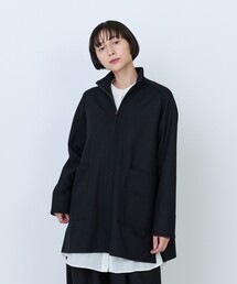 エステルコットンカットソーハーフジップチュニック