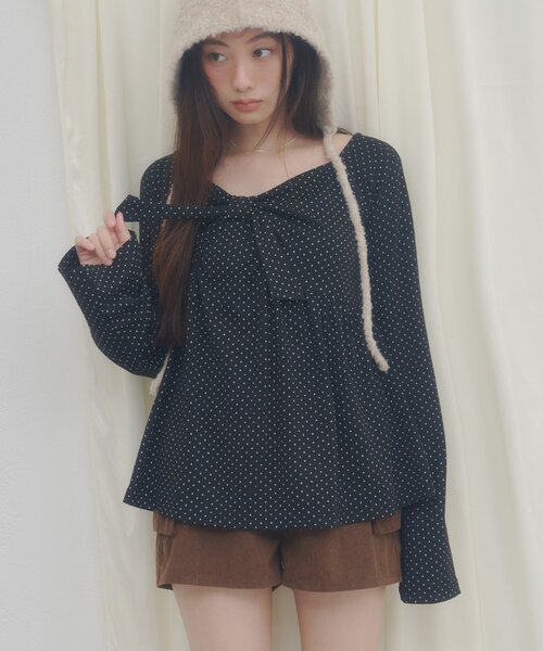DISCOAT（ディスコート）の「【umm.】フロントリボンペプラムプルオーバー（Tシャツ/カットソー・レディース・グレー/ブラック/ネイビー/パープル・FREE）」の20枚目の写真
