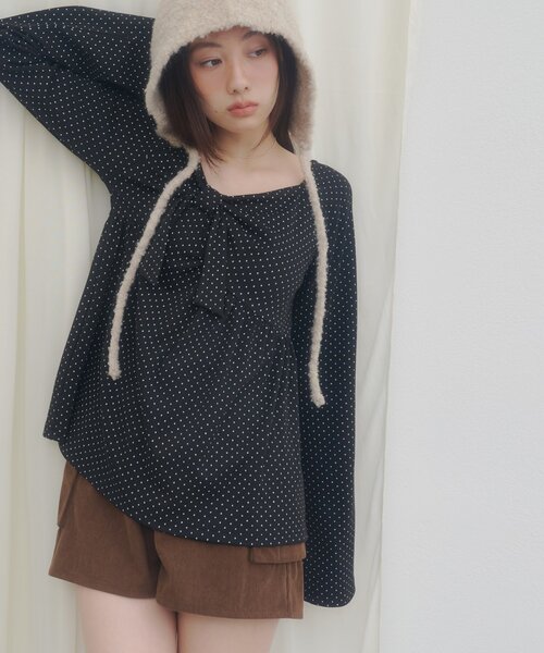 DISCOAT（ディスコート）の「【umm.】フロントリボンペプラムプルオーバー（Tシャツ/カットソー・レディース・グレー/ブラック/ネイビー/パープル・FREE）」の14枚目の写真