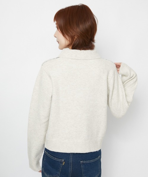 GORGE(ゴージ)の「アーガイル柄 ニットポロトップス|全3色(ニット/セーター・レディース・グレー/ブラウン/オフホワイト・F)」の12枚目の写真