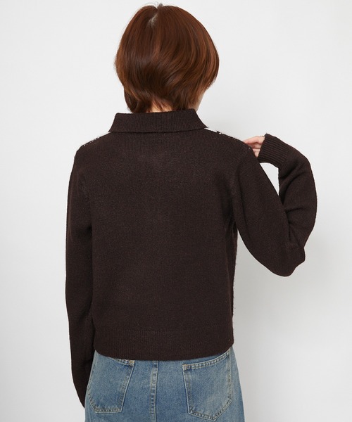 GORGE(ゴージ)の「アーガイル柄 ニットポロトップス|全3色(ニット/セーター・レディース・グレー/ブラウン/オフホワイト・F)」の16枚目の写真