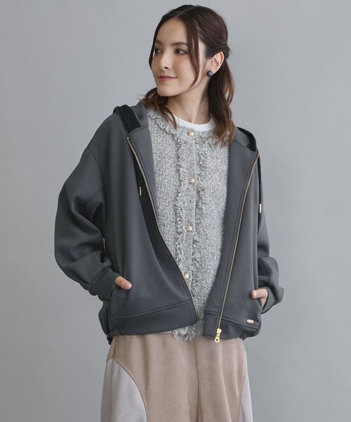 NICOLE white(ニコルホワイト)の「【セットアップ対応】ZIPパーカー(パーカー・レディース・ブラック/ライトグレー/チャコールグレー/ネイビー・FREE)」の1枚目の写真