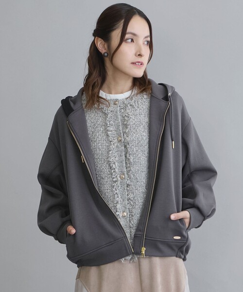 NICOLE white(ニコルホワイト)の「【セットアップ対応】ZIPパーカー(パーカー・レディース・ブラック/ライトグレー/チャコールグレー/ネイビー・FREE)」の12枚目の写真