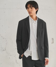 美品 グリーンレーベルリラクシング コットンリネンウール チャイナジャケット 黒 ウォッシャブル サージ ナロー ジャケット -2WAYストレッチ