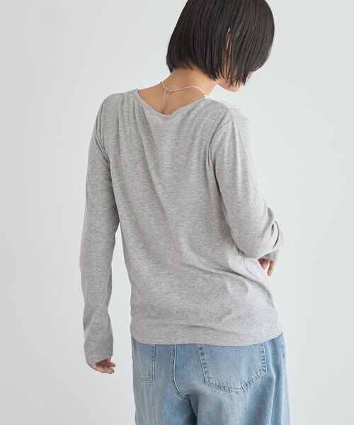 Green Parks(グリーンパークス)の「衿レースリブカットプルオーバー(Tシャツ/カットソー・レディース・ホワイト/ブラック/ミント/杢グレー・FREE)」の12枚目の写真