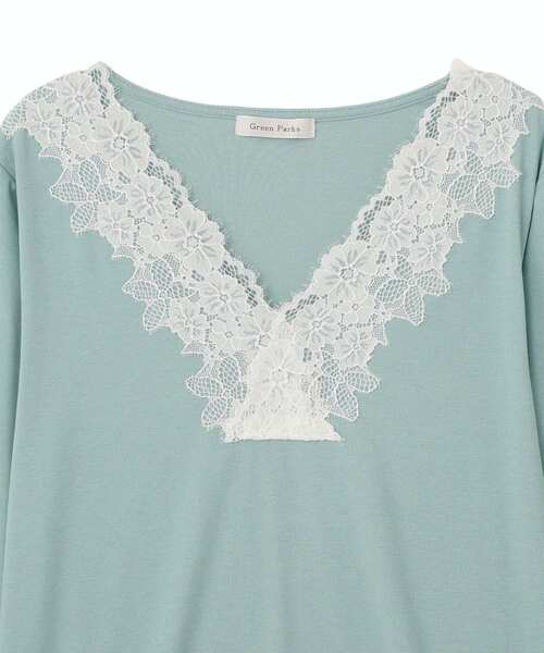 Green Parks(グリーンパークス)の「衿レースリブカットプルオーバー(Tシャツ/カットソー・レディース・ホワイト/ブラック/ミント/杢グレー・FREE)」の18枚目の写真
