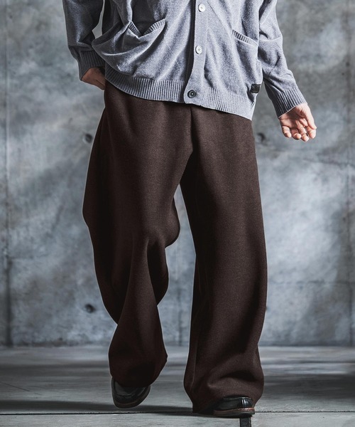 GLIMCLAP（グリムクラップ）の「mp15499-Wool-Blend Flannel Wide-Baggy Pants バギーパンツ(212-051-gla-cg)（その他パンツ・メンズ・ブラック/ブラウン/グレイッシュベージュ/チャコールグレー・S/L/M）」の3枚目の写真