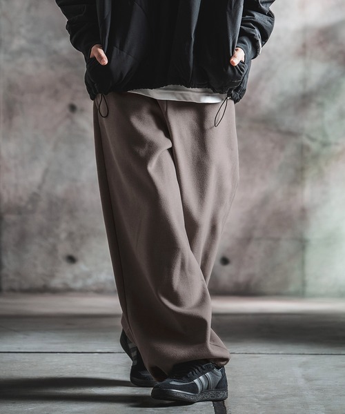 GLIMCLAP（グリムクラップ）の「mp15499-Wool-Blend Flannel Wide-Baggy Pants バギーパンツ(212-051-gla-cg)（その他パンツ・メンズ・ブラック/ブラウン/グレイッシュベージュ/チャコールグレー・S/L/M）」の4枚目の写真