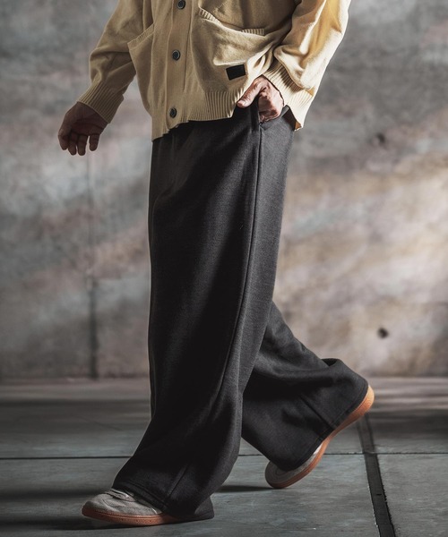 GLIMCLAP（グリムクラップ）の「mp15499-Wool-Blend Flannel Wide-Baggy Pants バギーパンツ(212-051-gla-cg)（その他パンツ・メンズ・ブラック/ブラウン/グレイッシュベージュ/チャコールグレー・S/L/M）」の2枚目の写真