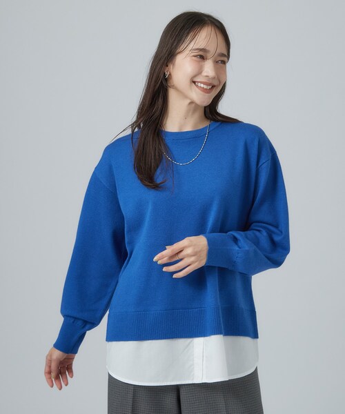 SHOO・LA・RUE(シューラルー)の「【毛玉レス/S-LL/洗濯機可】1枚で正解バランス シャツレイヤード風ニット(ニット/セーター・レディース・ダークブラウン/ブルー系その他/チャコールグレー/グレー/ピンク系その他・01/02/04/03)」の22枚目の写真
