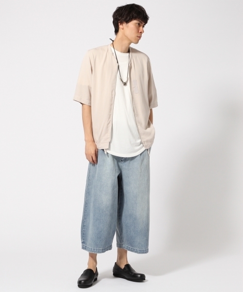 HARE（ハレ）の「ノーカラーMA-1シャツ5分袖(HARE)（シャツ/ブラウス・メンズ・ブラウン/ブラック/グレー/カーキ・LARGE/MEDIUM/SMALL）」の5枚目の写真