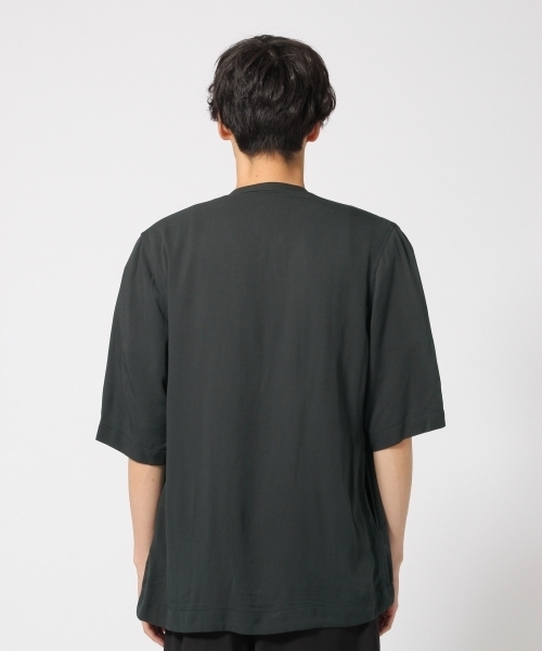 HARE（ハレ）の「ノーカラーMA-1シャツ5分袖(HARE)（シャツ/ブラウス・メンズ・ブラウン/ブラック/グレー/カーキ・LARGE/MEDIUM/SMALL）」の7枚目の写真