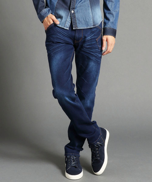 NICOLE CLUB FOR MEN(ニコルクラブフォーメン)の「『Safari1月号掲載 』切り替えストレッチデニム(デニムパンツ・メンズ・インディゴブルー/その他1/ホワイト/その他2・LARGE/MEDIUM/SMALL/X-LARGE)」の2枚目の写真