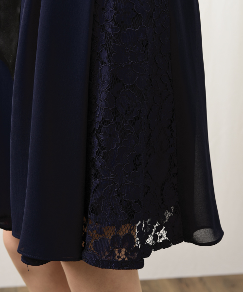 INTERPLANET WINGS（インタープラネットウィング）の「スタンドカラービジュ－付きAラインドレス（ドレス・レディース・ミント/ネイビー/オレンジ/ボルドー/グリーン/ベージュ・FREE）」の14枚目の写真