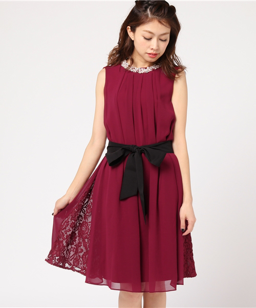 INTERPLANET WINGS（インタープラネットウィング）の「スタンドカラービジュ－付きAラインドレス（ドレス・レディース・ミント/ネイビー/オレンジ/ボルドー/グリーン/ベージュ・FREE）」の18枚目の写真