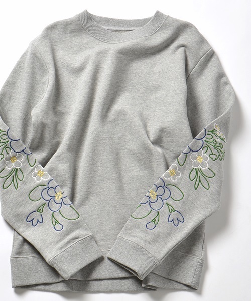 SHIPS JET BLUE（シップスジェットブルー）の「SHIPS JET BLUE: エンブロフラワースウェット■（スウェット・メンズ・グレー/ネイビー/ブラック・SMALL/LARGE/MEDIUM）」の3枚目の写真
