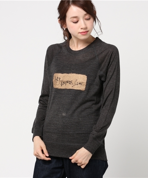 Audition(オーディション)の「M0548 ロゴ抜きボックス フィールソフトプルオーバー(Tシャツ/カットソー・レディース・オフホワイト/杢グレー/チャコール・MEDIUM)」の3枚目の写真