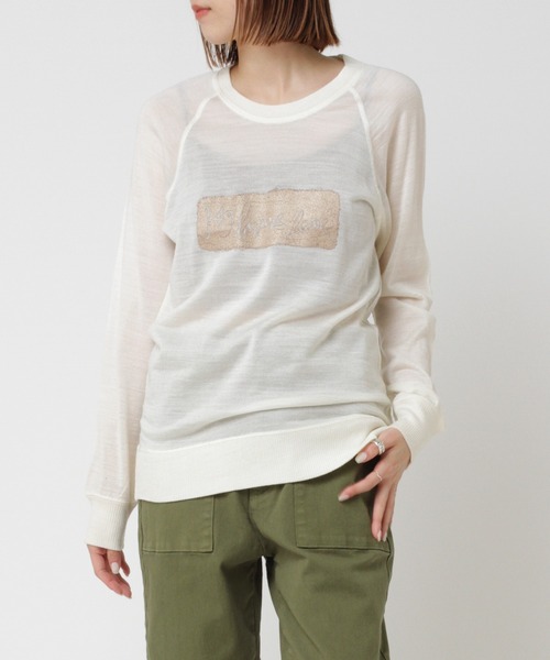Audition(オーディション)の「M0548 ロゴ抜きボックス フィールソフトプルオーバー(Tシャツ/カットソー・レディース・オフホワイト/杢グレー/チャコール・MEDIUM)」の1枚目の写真