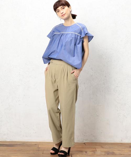 green label relaxing（グリーンレーベルリラクシング）の「STD GLR COVERT ワイド パンツ ◆（その他パンツ・レディース・ベージュ・40/36/38）」の5枚目の写真