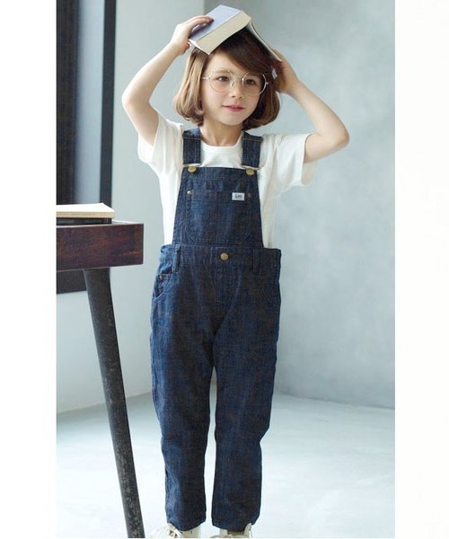 apres les cours(アプレレクール)の「LEEスリムサロペット 9分丈(サロペット/オーバーオール・キッズ・ネイビー/ブルー・90/100/120/140/110/130)」の2枚目の写真