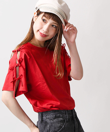 WEGO/肩開きリボンスリーブカットソー