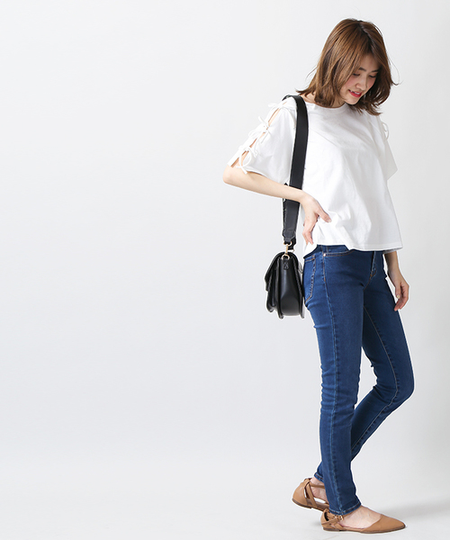 WEGO（ウィゴー）の「WEGO/肩開きリボンスリーブカットソー（Tシャツ/カットソー・レディース・ホワイト/ピンク系その他/ブラック/ブルー/オレンジ/イエロー/レッド/ライトピンク/ライトイエロー・MEDIUM/LARGE）」の16枚目の写真