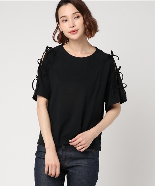 WEGO（ウィゴー）の「WEGO/肩開きリボンスリーブカットソー（Tシャツ/カットソー・レディース・ホワイト/ピンク系その他/ブラック/ブルー/オレンジ/イエロー/レッド/ライトピンク/ライトイエロー・MEDIUM/LARGE）」の21枚目の写真