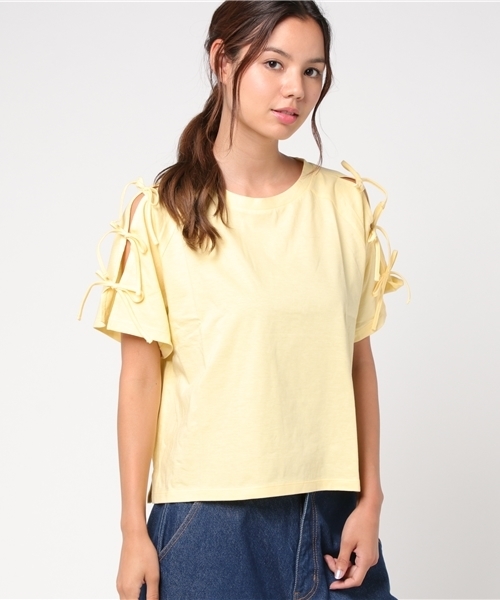 WEGO（ウィゴー）の「WEGO/肩開きリボンスリーブカットソー（Tシャツ/カットソー・レディース・ホワイト/ピンク系その他/ブラック/ブルー/オレンジ/イエロー/レッド/ライトピンク/ライトイエロー・MEDIUM/LARGE）」の15枚目の写真