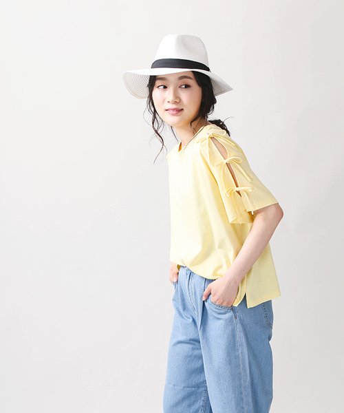 WEGO（ウィゴー）の「WEGO/肩開きリボンスリーブカットソー（Tシャツ/カットソー・レディース・ホワイト/ピンク系その他/ブラック/ブルー/オレンジ/イエロー/レッド/ライトピンク/ライトイエロー・MEDIUM/LARGE）」の13枚目の写真