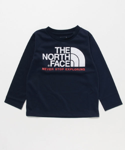 THE NORTH FACE（ザノースフェイス）の「ザ・ノース・フェイス　キッズカットソー / ロングスリーブロゴグラフィックティー（Tシャツ/カットソー・キッズ・エメラルドブルー/ミックスグレー/ダークブルー/アイボリー・100/110/140/120/130/150）」の4枚目の写真