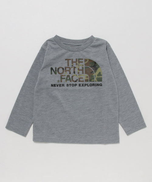 THE NORTH FACE（ザノースフェイス）の「ザ・ノース・フェイス　キッズカットソー / ロングスリーブロゴグラフィックティー（Tシャツ/カットソー・キッズ・エメラルドブルー/ミックスグレー/ダークブルー/アイボリー・100/110/140/120/130/150）」の2枚目の写真