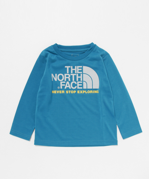 THE NORTH FACE（ザノースフェイス）の「ザ・ノース・フェイス　キッズカットソー / ロングスリーブロゴグラフィックティー（Tシャツ/カットソー・キッズ・エメラルドブルー/ミックスグレー/ダークブルー/アイボリー・100/110/140/120/130/150）」の3枚目の写真