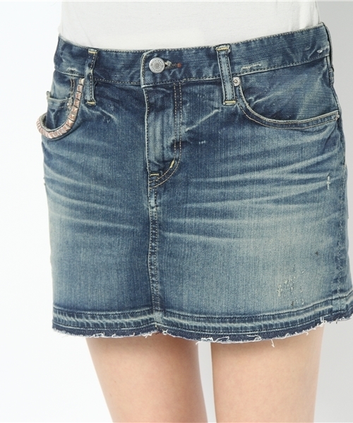 HYSTERIC GLAMOUR(ヒステリックグラマー)の「SP加工SデニムミニSK(デニムスカート・レディース・インディゴブルー・X-SMALL/SMALL/MEDIUM)」の4枚目の写真