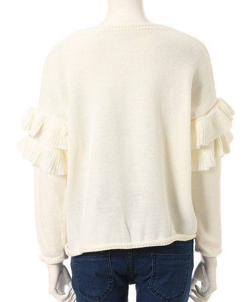 fifth（フィフス）の「ラッフルスリーブニットプルオーバー（ニット/セーター・レディース・ホワイト/ブラック・MEDIUM）」の3枚目の写真