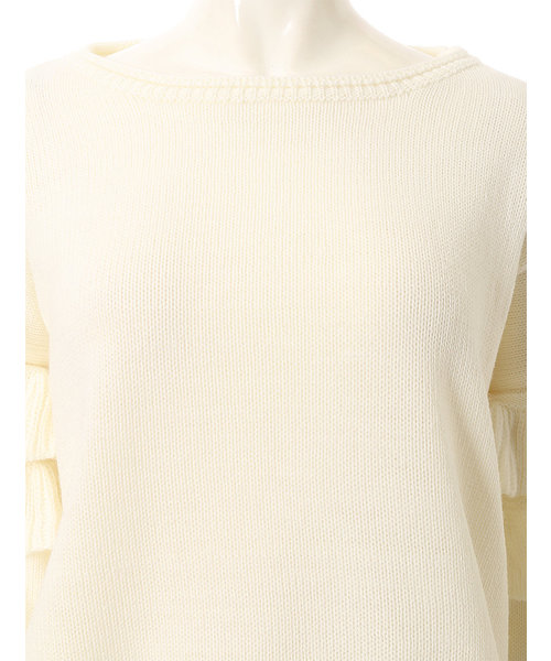 fifth（フィフス）の「ラッフルスリーブニットプルオーバー（ニット/セーター・レディース・ホワイト/ブラック・MEDIUM）」の4枚目の写真