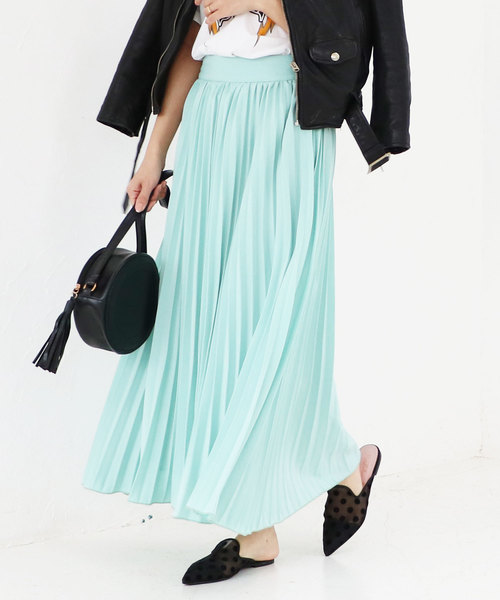 M y u（ミュー）の「高見え大人プリーツ♪プリーツスカート（スカート・レディース・ブルー/パープル/イエロー・FREE）」の2枚目の写真