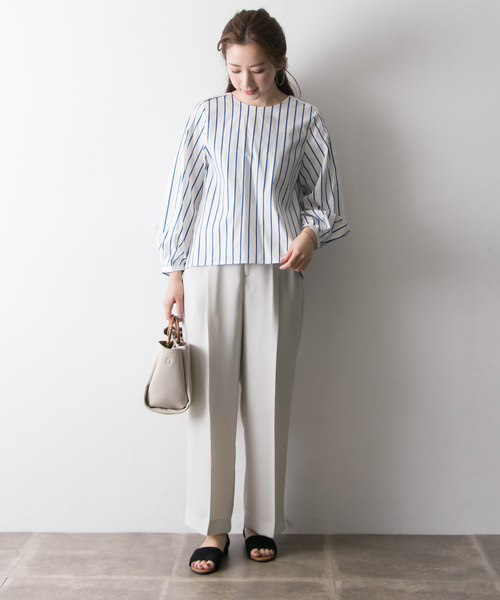 URBAN RESEARCH（アーバンリサーチ）の「ガルーダスラブセンタープレスパンツ（その他パンツ・レディース・ネイビー/ライトベージュ・36/38）」の13枚目の写真