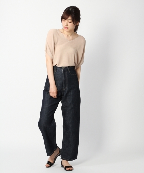 BLISS POINT（ブリスポイント）の「【UVカット】ウォッシャブルアゼユルVネックプルオーバー/795412（ニット/セーター・レディース・ホワイト/ブルー/ブラック/ベージュ・FREE）」の3枚目の写真