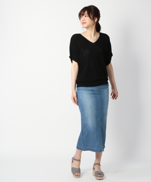 BLISS POINT（ブリスポイント）の「【UVカット】ウォッシャブルアゼユルVネックプルオーバー/795412（ニット/セーター・レディース・ホワイト/ブルー/ブラック/ベージュ・FREE）」の7枚目の写真