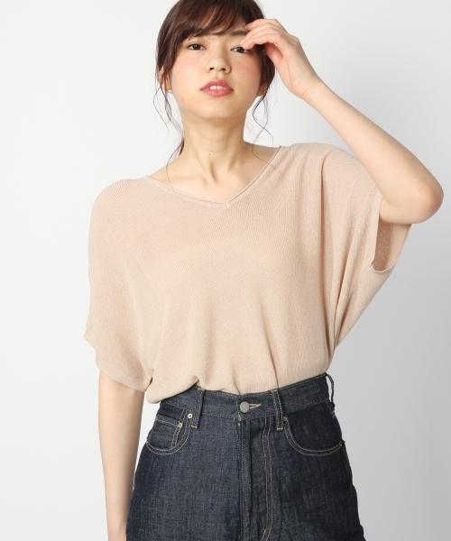 BLISS POINT（ブリスポイント）の「【UVカット】ウォッシャブルアゼユルVネックプルオーバー/795412（ニット/セーター・レディース・ホワイト/ブルー/ブラック/ベージュ・FREE）」の9枚目の写真