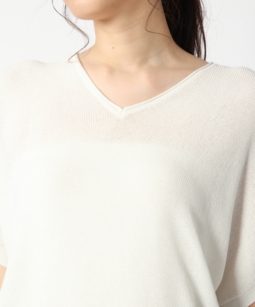 BLISS POINT（ブリスポイント）の「【UVカット】ウォッシャブルアゼユルVネックプルオーバー/795412（ニット/セーター・レディース・ホワイト/ブルー/ブラック/ベージュ・FREE）」の12枚目の写真