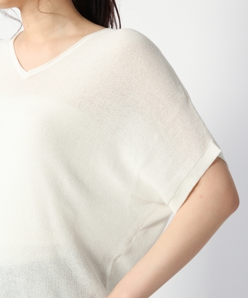 BLISS POINT（ブリスポイント）の「【UVカット】ウォッシャブルアゼユルVネックプルオーバー/795412（ニット/セーター・レディース・ホワイト/ブルー/ブラック/ベージュ・FREE）」の13枚目の写真