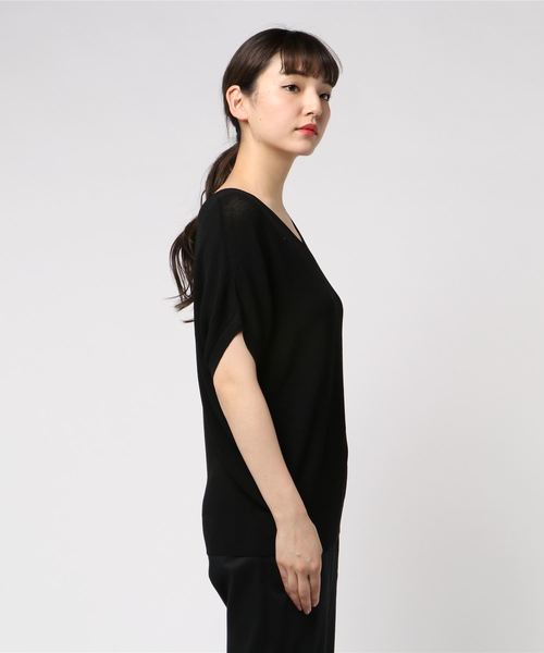 BLISS POINT（ブリスポイント）の「【UVカット】ウォッシャブルアゼユルVネックプルオーバー/795412（ニット/セーター・レディース・ホワイト/ブルー/ブラック/ベージュ・FREE）」の6枚目の写真