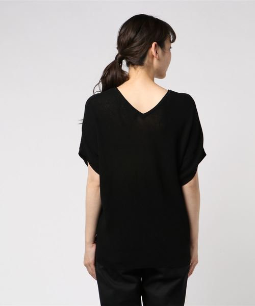 BLISS POINT（ブリスポイント）の「【UVカット】ウォッシャブルアゼユルVネックプルオーバー/795412（ニット/セーター・レディース・ホワイト/ブルー/ブラック/ベージュ・FREE）」の5枚目の写真