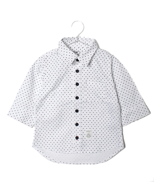 AZUL by moussy（アズールバイマウジー）の「ドットPT7分袖シャツ（シャツ/ブラウス・キッズ・ホワイト×ネイビー/ホワイト系その他/サックスブルー・120/100/140）」の2枚目の写真