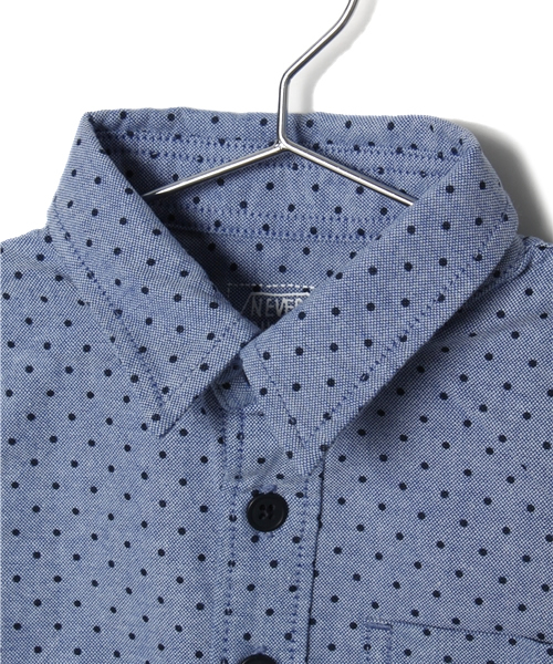 AZUL by moussy（アズールバイマウジー）の「ドットPT7分袖シャツ（シャツ/ブラウス・キッズ・ホワイト×ネイビー/ホワイト系その他/サックスブルー・120/100/140）」の5枚目の写真