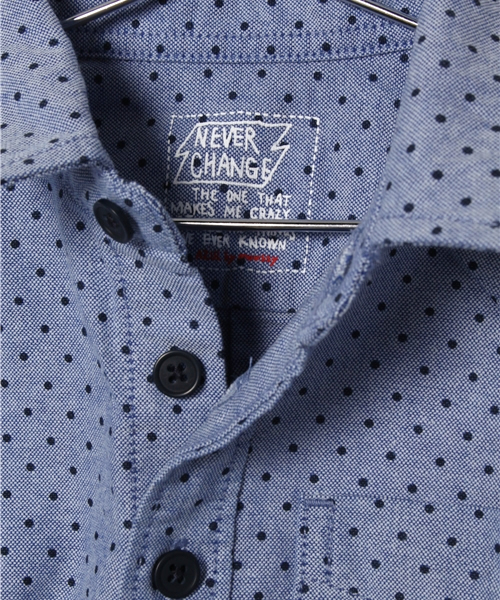 AZUL by moussy（アズールバイマウジー）の「ドットPT7分袖シャツ（シャツ/ブラウス・キッズ・ホワイト×ネイビー/ホワイト系その他/サックスブルー・120/100/140）」の8枚目の写真